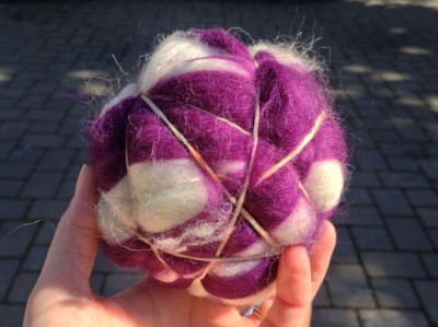 rubber band wrapped felt ball